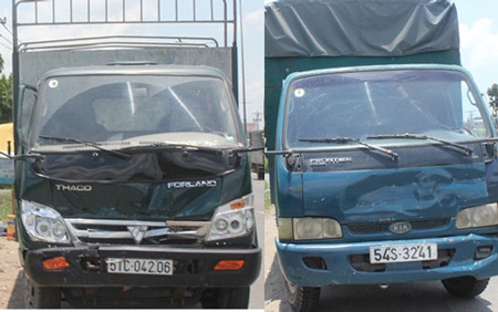 Vì cái ổ gà, 3 xe tải móp méo trên Quốc lộ 1A - 1 Vì cái ổ gà, 3 xe tải móp méo trên Quốc lộ 1A