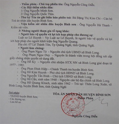 Vụ “bỗng dưng” mất đất: Tòa giữ nguyên quyết định của chủ tịch huyện - 1 3 quyết định cùng số gửi 3 nơi, nhưng có nội dung không thống nhất