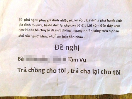Rải "truyền đơn"… đòi chồng - 1 Truyền đơn của người đàn bà đòi chồng