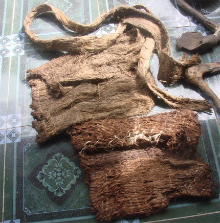 Hai chiếc áo làm bằng vỏ cây