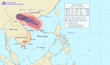 Các tỉnh từ Hà Giang đến Quảng Ninh căng mình đối phó bão số 5 - 1 Vị trí và đường đi của cơn bão số 5