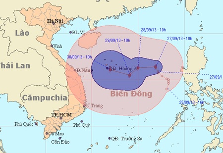 Bão số 10 đã hình thành trên biển Đông - 1 Dự báo đường đi của cơn bão số 10