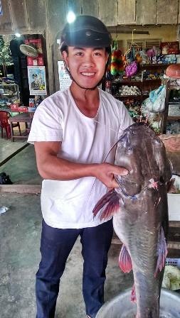 Câu được cá lăng “khủng” trên sông - 1 Con cá lăng khủng có trọng lượng 12 kg.