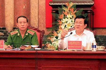 Chủ tịch nước Trương Tấn Sang phát biểu tại buổi làm việc. (Ảnh: Nguyễn Khang – TTXVN)