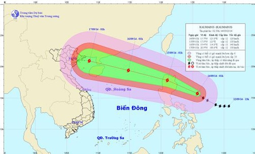 Bão Kalmaegi có khả năng di chuyển rất nhanh khi vào Biển Đông - 1 Đường đi và vị trí bão Kalmaegi