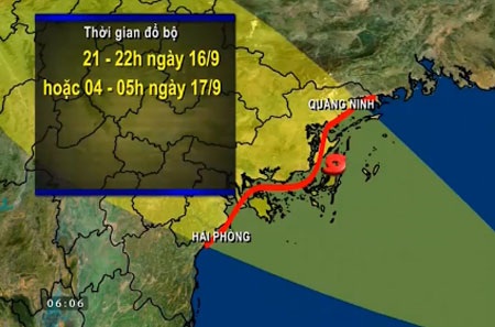 Hải Phòng, Quảng Ninh khẩn trương đối phó bão số 3 - 4 Hướng đi và diễn biến dự kiến của cơn bão số 3 (Ảnh cắt từ clip của VTV)