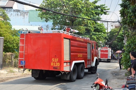 Xe cứu hỏa có mặt tại hiện trường