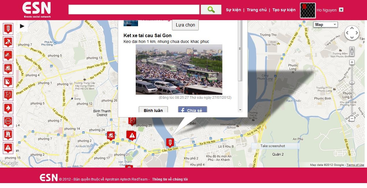 Giao diện ứng dụng trên nền website.