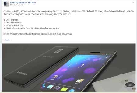 Cộng đồng mạng bị “xỏ mũi” với trò lừa tặng miễn phí Galaxy S 4 - 2 Thông điệp lừa đảo làm nhiều người mắc lỡm.