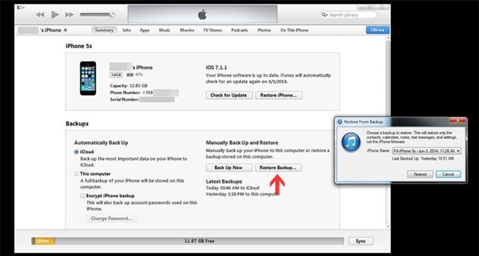 Cách quay lại iOS 7.1 khi đang chạy phiên bản beta của iOS 8