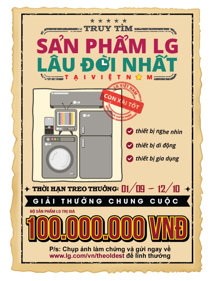 LG Việt Nam treo thưởng 100 triệu cho người giữ "đồ cổ" của hãng - 1 Nội dung chi tiết của chương trình.