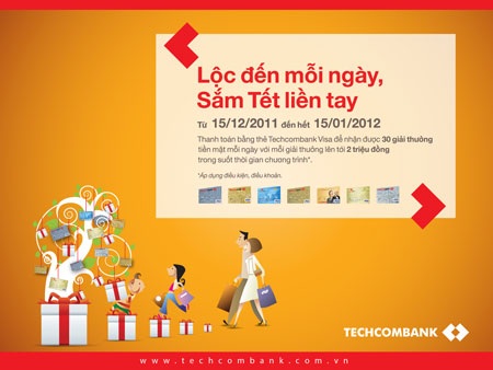 Lộc đến mỗi ngày - Sắm Tết liền tay: Chủ thẻ Techcombank Visa đón Tết Nhâm Thìn - 1