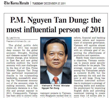 Thủ tướng Nguyễn Tấn Dũng: Nhân vật có tầm ảnh hưởng nhất năm 2011 - 2 Thủ tướng Nguyễn Tấn Dũng: Nhân vật có tầm ảnh hưởng nhất năm 2011 - 2