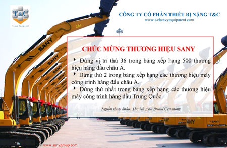 Sany đứng vị trí thứ 36 trong top 500 thương hiệu hàng đầu châu Á - 1 Ông Lương Ổn Căn – chủ tịch tập đoàn Sany được bình chọn là “Nhân vật năm của Châu Á”.