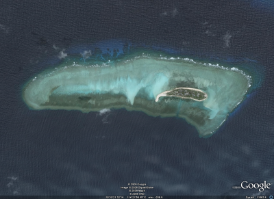 Đảo Nam Yết thuộc quần đảo Trường Sa của Việt Nam (Ảnh chụp từ vệ tinh)