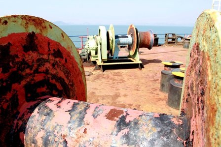 Toàn bộ những cuộn dây thừng lớn trên tàu Green Sea đều được