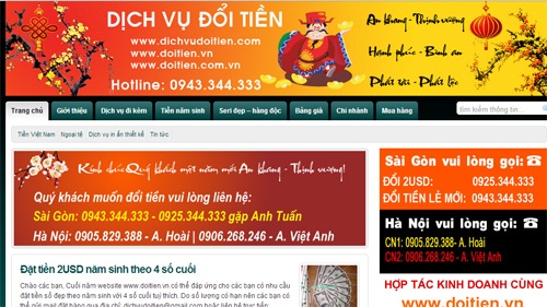 Đổi tiền lẻ dịp tết: Tờ 2 USD giá 3 triệu đồng - 1 Một trong các rao vặt đổi tiền trên mạng internet