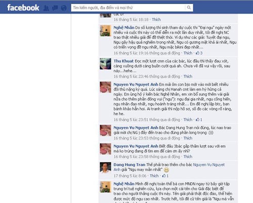 Trang Facebook của những người tham gia dự giải “Đại ngu”.