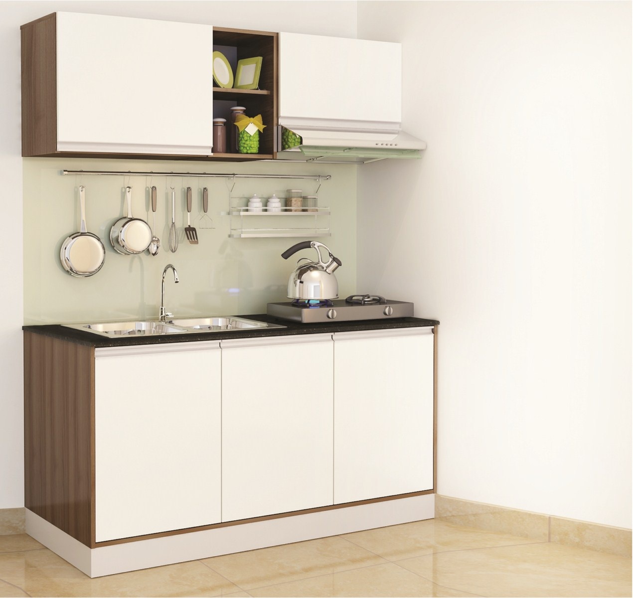 Căn bếp thông minh cho gia đình hiện đại - 2 Bộ tủ JAMI tiêu chuẩn với kích thước nhỏ gọn tối ưu 1500x1900x600mm