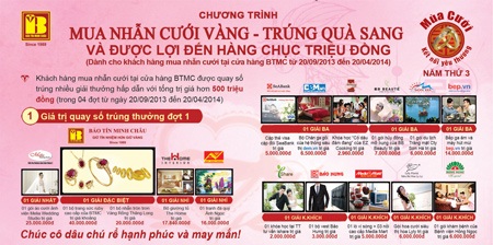 Bảo Tín Minh Châu: “Mua nhẫn cưới vàng – trúng quà sang” năm thứ 3 - 8 2.