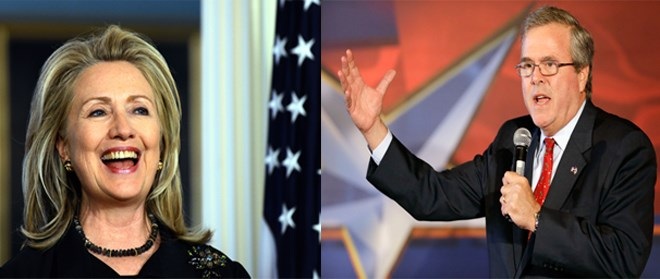 Hai gia đình Bush và Clinton có thể lại quyết đấu - 1 Bà Hillary Clinton và ông Jeb Bush