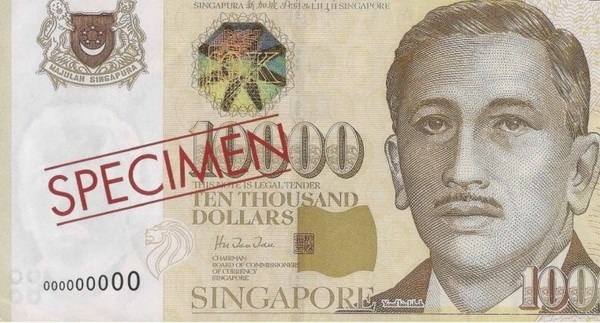 Singapore ngừng phát hành tờ tiền mệnh giá 10.000 SGD - 1 Tờ 10.000 SGD. (Nguồn: MAS)