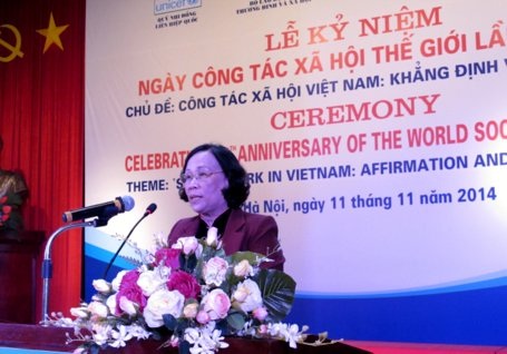 Bộ trưởng Phạm Thị Hải Chuyền phát biểu tại Lễ mít tinh