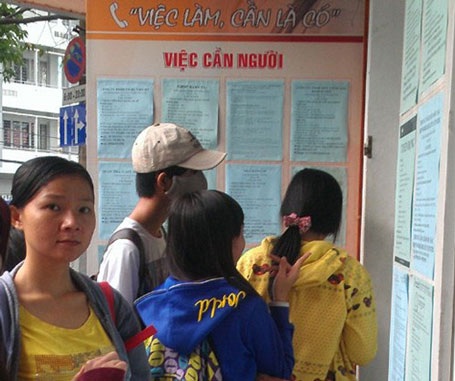 TP.HCM: tỉ lệ đăng ký thất nghiệp giảm 6% - 1 Người lao động tìm thông tin việc làm tại một Trung tâm giới thiệu việc làm.