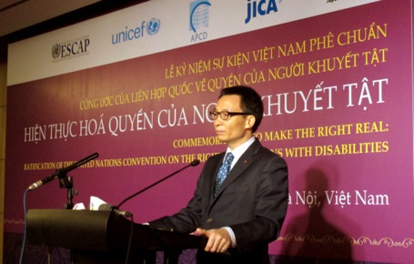 Phó Thủ tướng Chính Phủ Vũ Đức Đam phát biểu tại Lễ kỷ niệm Ngày quốc tế về Người khuyết tật