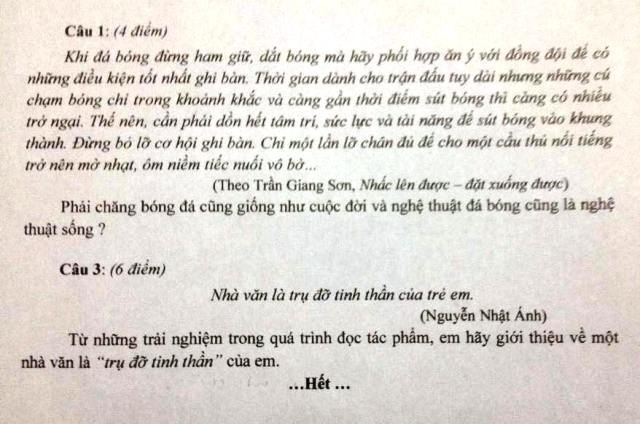 Đề Văn vào lớp 10 Trường Phổ Thông Năng khiếu TPHCM gây nhiều tranh cãi