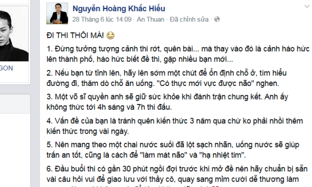 Ngộ nghĩnh lời chúc thí sinh thi tốt từ cộng đồng mạng - 9 Cách đây hai hôm, bài viết