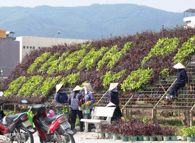 Công nhân hối hả trang hoàng cho thanh phố để đón năm mới