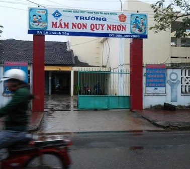 Trường Mầm non Quy Nhơn (TP Quy Nhơn), nơi xảy ra vụ việc.