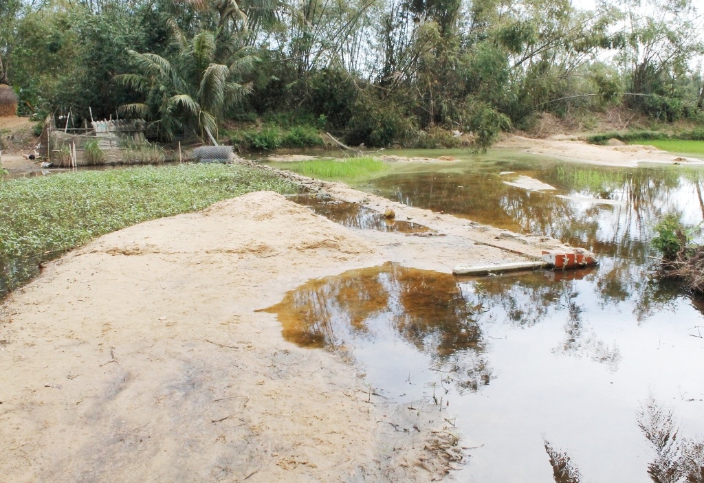 Vỡ đập trữ nước, hàng chục ha lúa bị bồi lấp