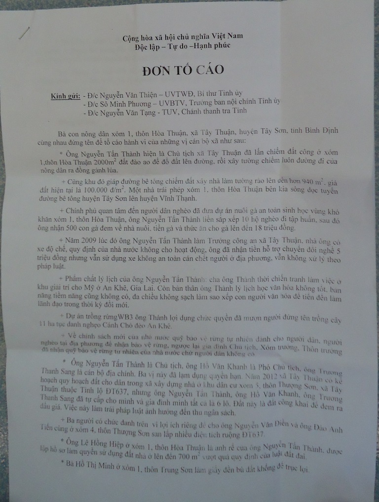 Bình Định: Dân tố chủ tịch xã chiếm đất công xây nhà trái phép