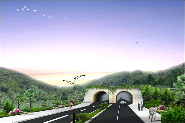 Xây hầm xuyên đèo đến Tổ hợp không gian khoa học quốc tế - 1 Mồ hình hầm đường bộ qua đèo Quy Hòa đến Tổ hợp không gian khoa học