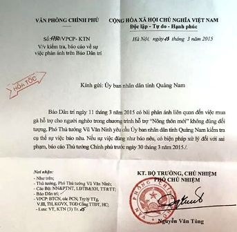 Vụ “gà đi lạc”: Phó Thủ tướng yêu cầu Quảng Nam kiểm tra sự việc - 1 Vụ “gà đi lạc”: Phó Thủ tướng yêu cầu Quảng Nam kiểm tra sự việc