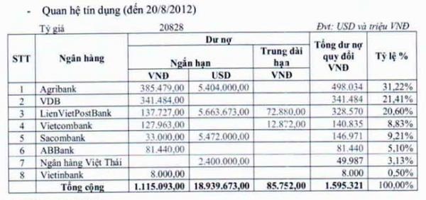 Ngân hàng siết nợ, đại gia Phương Nam trắng tay - 2 Các khoản nợ 8 ngân hàng với số tiền 1.600 tỷ đồng.