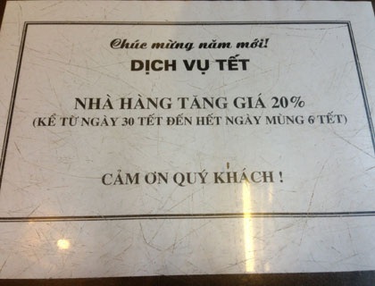 Đắt kinh khủng như… cà phê, phở Tết - 1 Giá dịch vụ tăng 20%