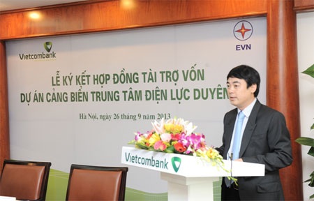 Tổng giám đốc Vietcombank Nghiêm Xuân Thành phát biểu tại lễ ký kết