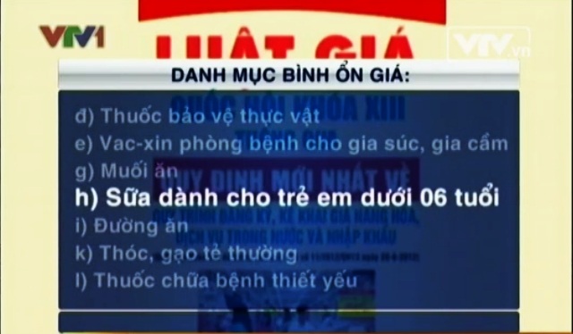 Quản lý giá sữa - Trách nhiệm thuộc về ai? - 1 Danh mục bình ổn giá có danh mục Sữa dành cho trẻ em dưới 06 tuổi.