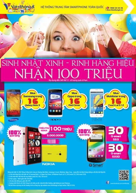 Sinh nhật Xinh – Rinh hàng hiệu – Nhận 100 triệu - 1 Theo đó, trong thời gian từ 8/11-