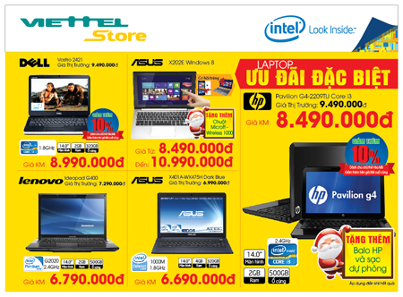 Mua laptop giá ưu đãi đặc biệt và cơ hội trúng thưởng hấp dẫn tại Viettel - 1 Mua laptop giá ưu đãi đặc biệt và cơ hội trúng thưởng hấp dẫn tại Viettel