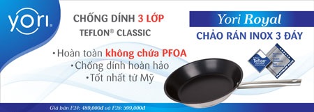Lựa chọn chảo chống dính an toàn - 3 Chảo xào Yori Pro và chảo rán Yori Royal đều sử dụng được cho cả bếp từ.