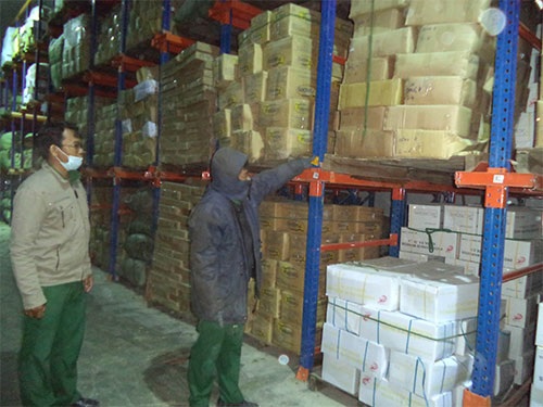 Vụ 12 tấn thịt bò ngoại hết “đát” 2 năm: Mù mịt mọi đầu mối - 1 Lượng thịt bò ngoại quá đát đang bị cơ quan chức năng tạm giữ