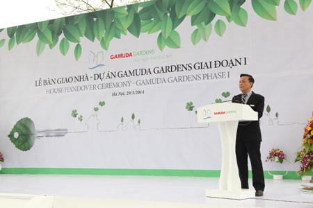 Gamuda Gardens bắt đầu bàn giao nhà cho cư dân - 2 Ông Yap Chin Hua, đại diện chủ đầu tư phát biểu khai mạc Lễ bàn giao