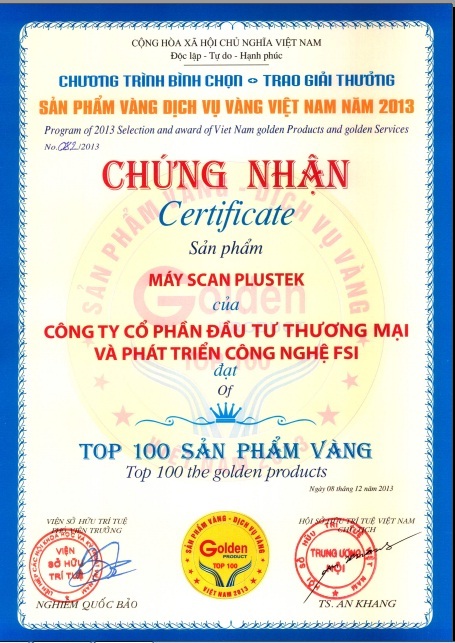 Khuyến mãi lớn nhất chỉ có trong tháng 3 từ Máy scan Plustek - 1 Năm 2013, Máy scan Plustek vinh dự lọt vào top 100 sản phẩm vàng của năm
