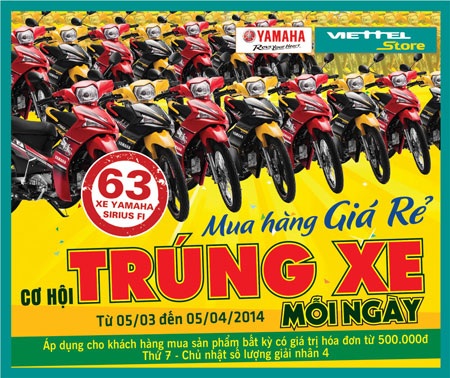 Mua hàng giá rẻ cơ hội trúng xe Yamaha Sirius FI mỗi ngày - 1 Mua hàng giá rẻ cơ hội trúng xe Yamaha Sirius FI mỗi ngày
