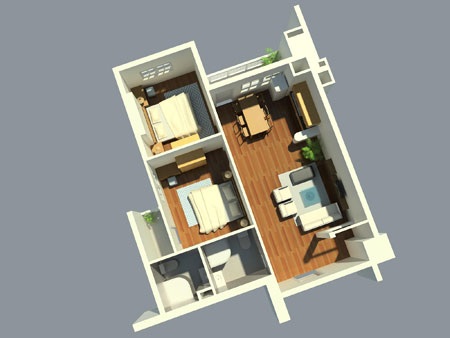 Các căn hộ có thiết kế 2 phòng ngủ, có ban công đón ánh sáng và không khí tự nhiên