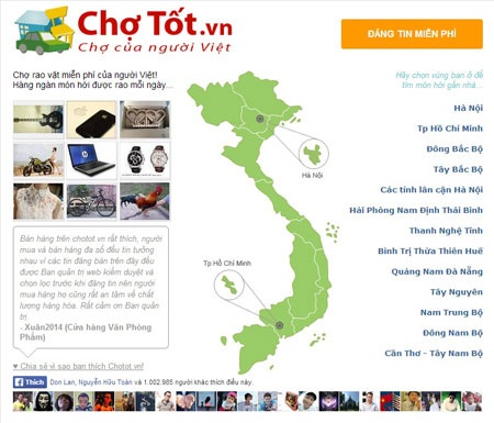 Công thức lọt top các website rao vặt lớn nhất tại Việt Nam - 1 Chotot.vn hiện là website rao vặt trực tuyến hàng đầu Việt Nam